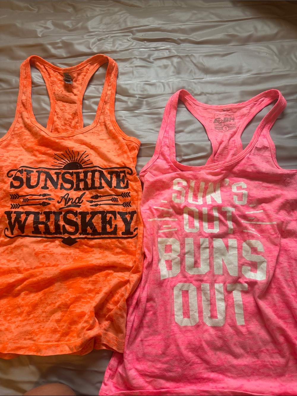 Racerback Tank - "Suns Out Buns Out" pink orange sunshine & whiskey bundle. SM - Picture 3 of 4